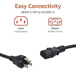 Amazon Basics PC Power Cord, 12 feet, AC Power Cord