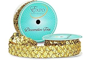 Expo International Yard Sereia Sequin Spool Trim, 3 Yards, Gold
