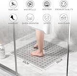 XIYUNTE Shower Mat Non Slip Anti Mould 53x53cm Grey with Drain Holes & Suction view 2