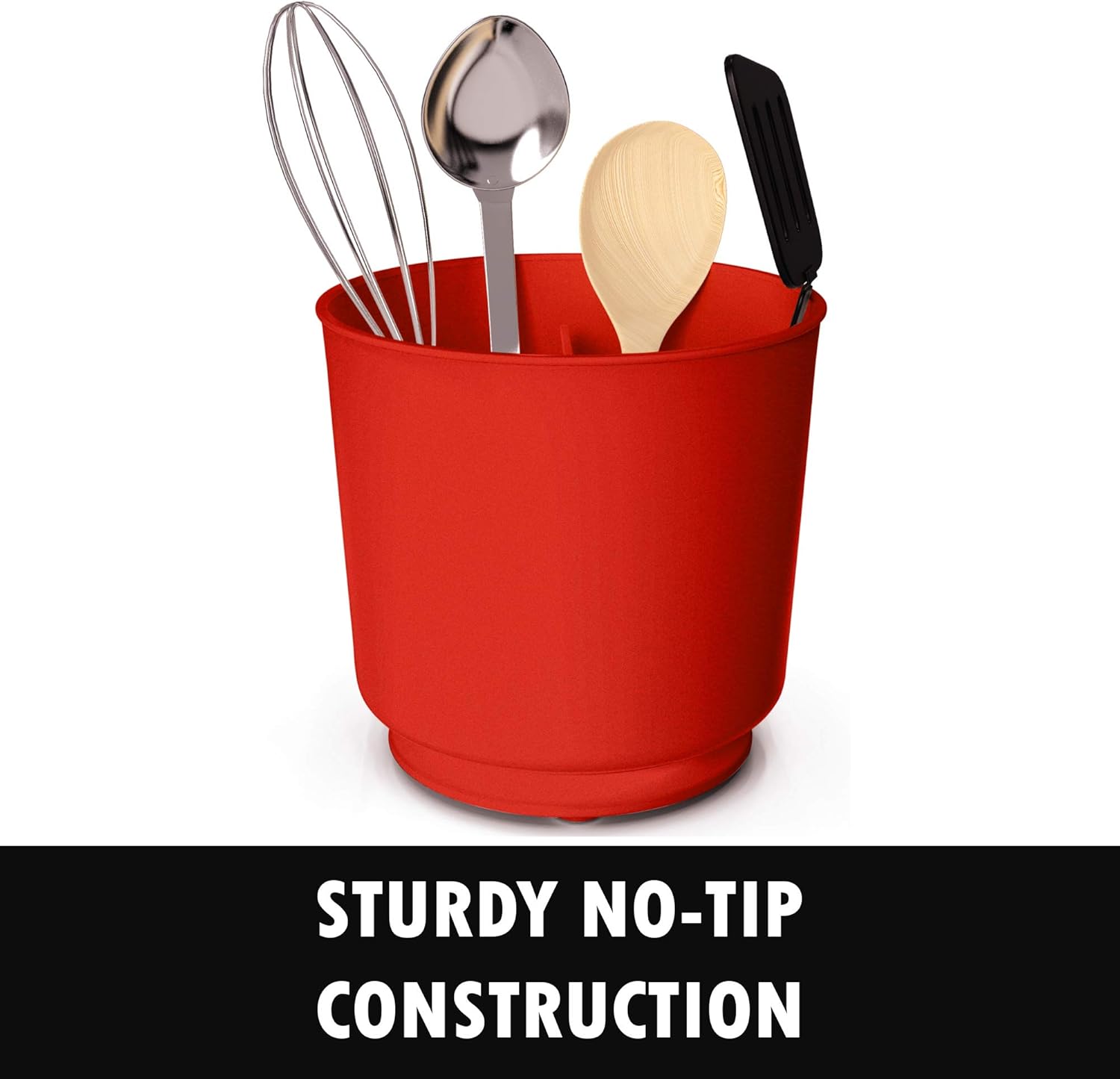 Extra Large Rotating Utensil Holder Caddy with Sturdy No-Tip Weighted Base, Removable Divider, And Gripped Insert | Rust Proof and Dishwasher Safe by Cooler Kitchen: Kitchen & Dining