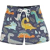 visesunny Boys Casual Board Shorts Funny Floral Boys' Swim Trunks Beach Shorts Little Kids Bathing Suit