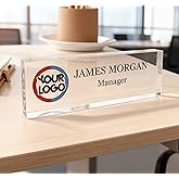 Personalized Desk Name Plate with Custom Logo – Office Desk Decor, Company or Personal Name Sign, Unique Gift for Him or Her, 8"x2.5" – ARTSWAVE