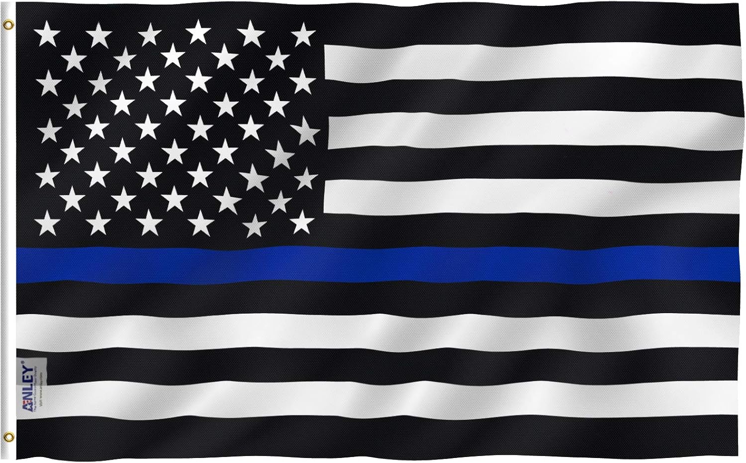 Anley Fly Breeze 3x5 Foot Thin Blue Line USA Flag - Vivid Color and Fade Proof - Canvas Header and Double Stitched - Honoring Law Enforcement Officers Flags Polyester with Brass Grommets : Garden & Outdoor
