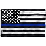 Anley Fly Breeze 3x5 Foot Thin Blue Line USA Flag - Vivid Color and Fade Proof - Canvas Header and Double Stitched - Honoring