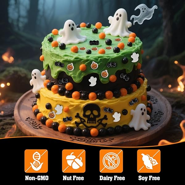 TWISWEET HALLOWEEN SPRINKLES, PUMPKIN SPRINKLES FOR CAKE DECORATING, EDIBLE CANDY GHOST BAT SUGAR SPRINKLE MIX, BLACK AND ORANGE BAKING CANDY BULK, CUPCAKE TOPPER COOKIE ICE CREAM CAKE DECORATIONS, HALLOWEEN SCARY THEME TRICK OR TREAT PARTY SUPPLIES (130G/4.58OZ)