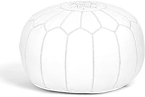 Marrakesh Gallery Genuine Leather Round Pouf Unstuffed - Moroccan Ottoman Footstool, Footrest Cover - Boho Decor - Bohemian Living Room, Bedroom, Kids Room, Gift & Wedding
