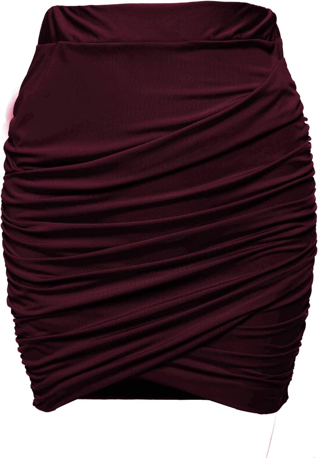 Zeagoo Women Wrap Runched Stretch Draped Mini Pleated Bodycon Pencil Skirt: Clothing