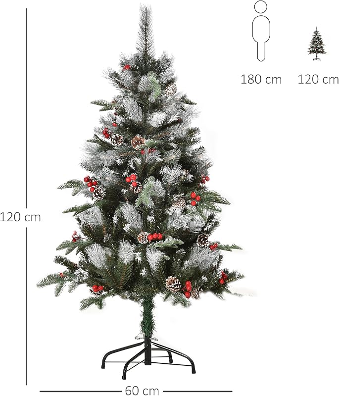Árvore de Natal artificial 150 cm com 440 ramos, 39 pinhas verdes
