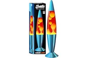 Jambo 16-Inch Groovy Volcano Lamp- Blue Base, Red Liquid, Orange Wax, Relaxing Night Light Nighlight Home Decor Living Room O