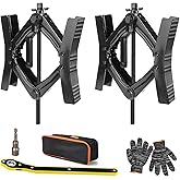 NUCHOICE Camper Wheel Chock Stabilizer - 2 Sets Heavy Duty RV Tire Scissor Locking X Chock, Anti-Rust, Fits 3.15” to 12” - RV