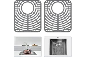 Snuggery 2 PCS Silicone Sink Protector 12"x14" Rear Drain Hole, Heat Resistant Non-Slip Dishwasher Suitable, Sink Mat for Bot