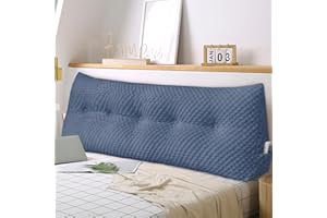 WUIOYNF Large Triangular Headboard Wedge Pillow Soft and Supportive Headboard Backrest Positioning Support Bolster Cushion, Bed Wedge Pillow with Removable Cover(Dark Blue,Twin,39x8x20inch)