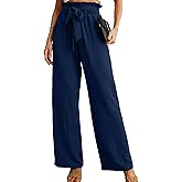 IWOLLENCE Women's Wide Leg Pants with Pockets High Waist Adjustable Knot Loose Casual Trousers Business Work Casual Pants