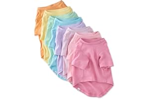 Pet Passion Toby II - The Perfect Tee, 8 Pack Short Sleeve Pet T-Shirt 100% Organic Cotton Tees Clothes for Small, Medium, Large Dogs​​, Rainbow Pink, Medium
