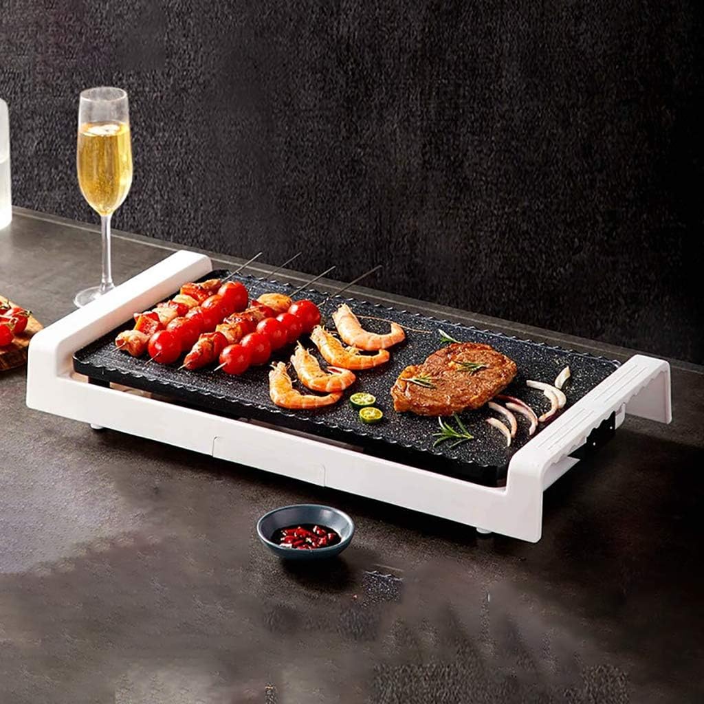 review Smoke-Free Electric Grill, Non-Stick Grill, Detachable, Washable, 5 Levels of Firepower Adjustment, 2000W