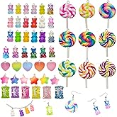 50 Pcs Assorted Colors Candy Pendant Charms, Cute Lollipop Bear Resin Charms for Jewelry Keychain Necklace Bracelet Earrings Making, DIY Crafts Supplies