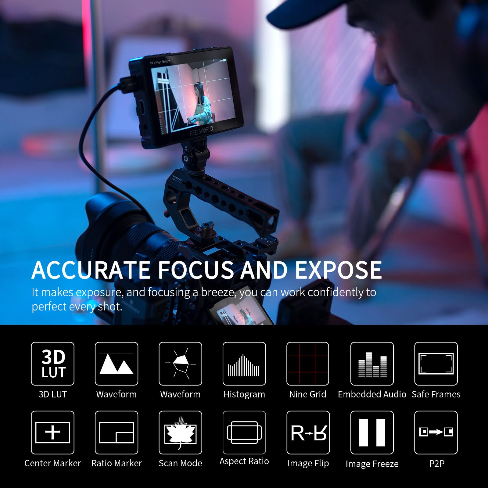 FEELWORLD F5 Prox 5.5 Inch 1600nit High Bright DSLR Camera Field Monitor with F970 Battery 6600mAh and Bag, Touchscreen Waveform LUT External Install and Power Kit 1920x1080 HDMI in Out Type-c Input