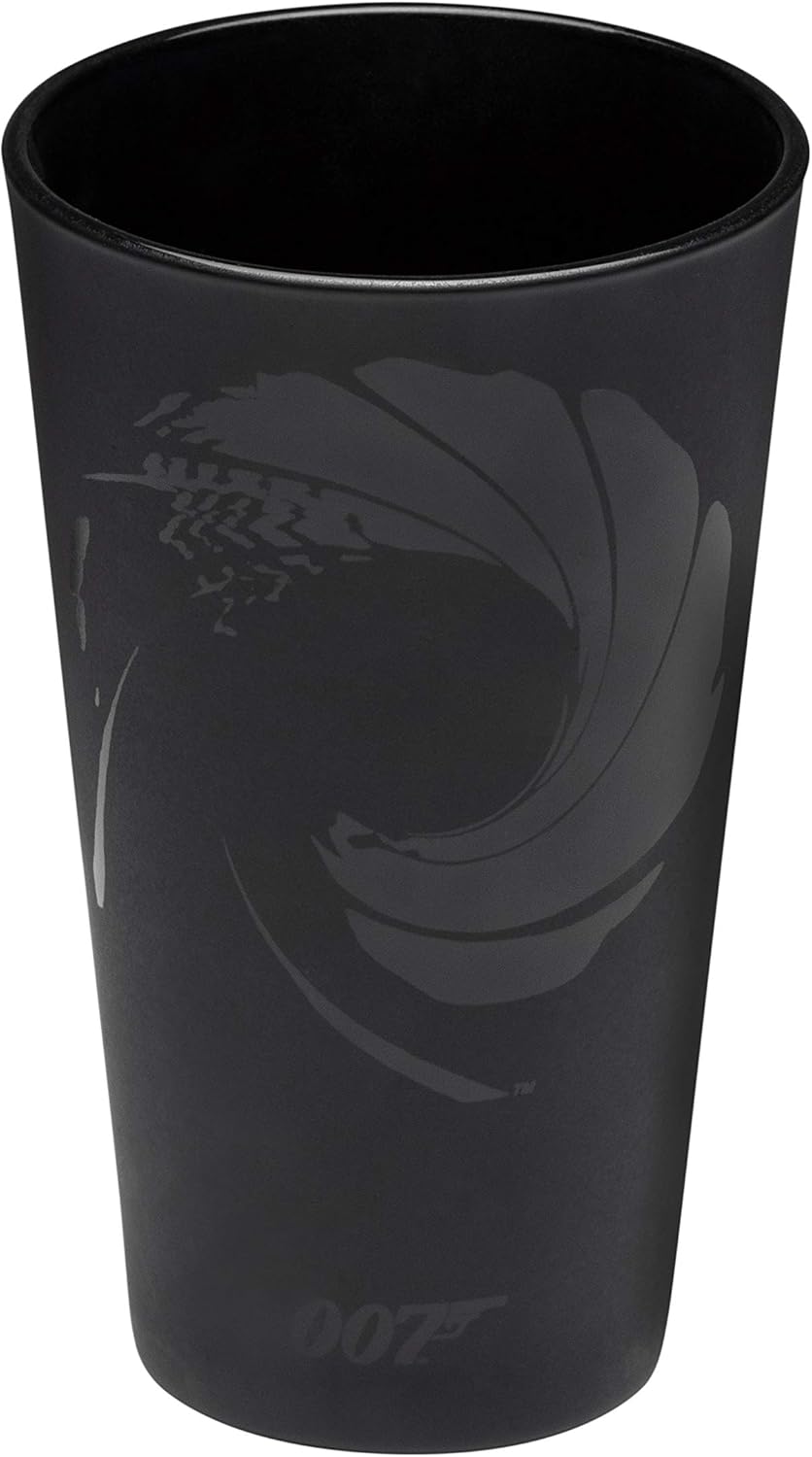 Paladone 007 James Bond Black Drinking Glass, 450ml