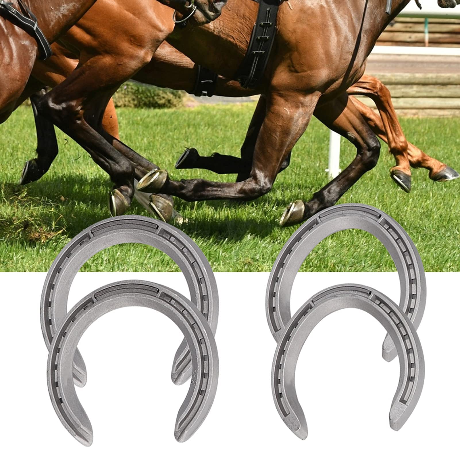 4Pcs Aluminium Alloy Horseshoe Kit, Wear Resistant Horseshoe Set Horseshoe Kit Horse Shoes Sets Sports Horseshoes for Horse Racing Equipment Accessories (Model 4)