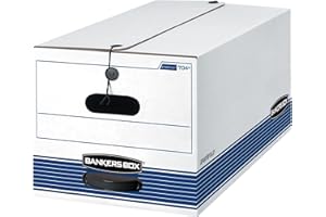 Bankers Box 12-Pack Medium-Duty String & Button File Storage Box, FastFold Assembly, Letter, STOR/FILE, (00704)