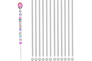 Lobergel Total 24pcs 8/32 Inch M4 Threaded Rods and Studs, Include 12pcs 12.99" Fully Threaded Rods 12pcs Stainless Steel Hex Nuts, Right Hand Thread Bar for Clamps Hangers Beaded Garden Stakes