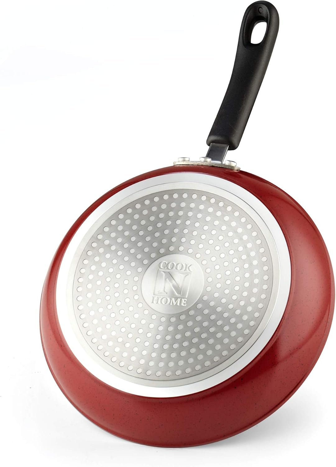 Cook N Home 2612 Nonstick Saute Fry Pan Set, 8, 9.5, and 11-Inch, Marble Red: Kitchen & Dining
