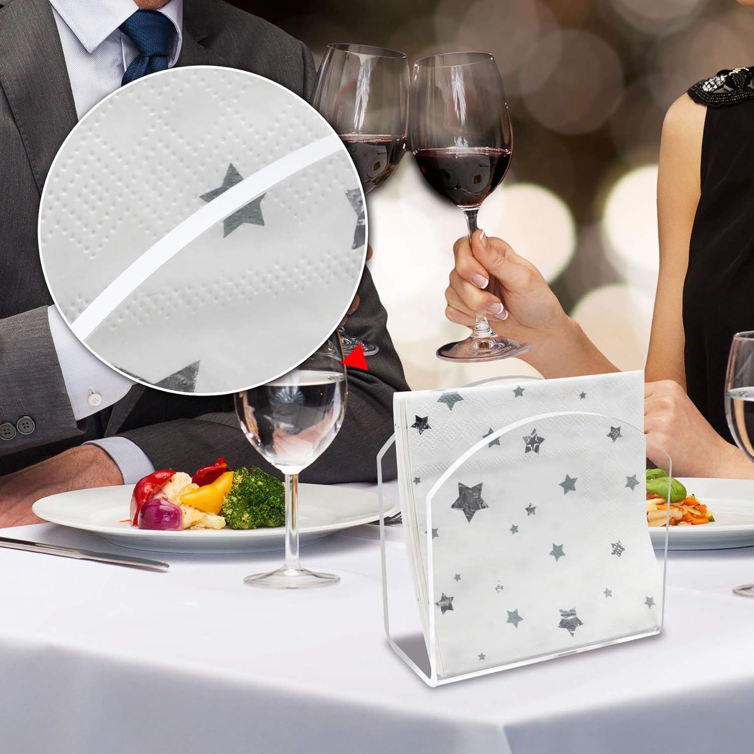 Napkin Holder Crystal Clear Acrylic Napkin Holders for Tables, Clear Paper Napkin Holder Stand Tabletop Freestanding Tissue Box Dispenser for Dinner Kitchen Restaurant Home Decor Bar Accessories: Kitchen & Dining