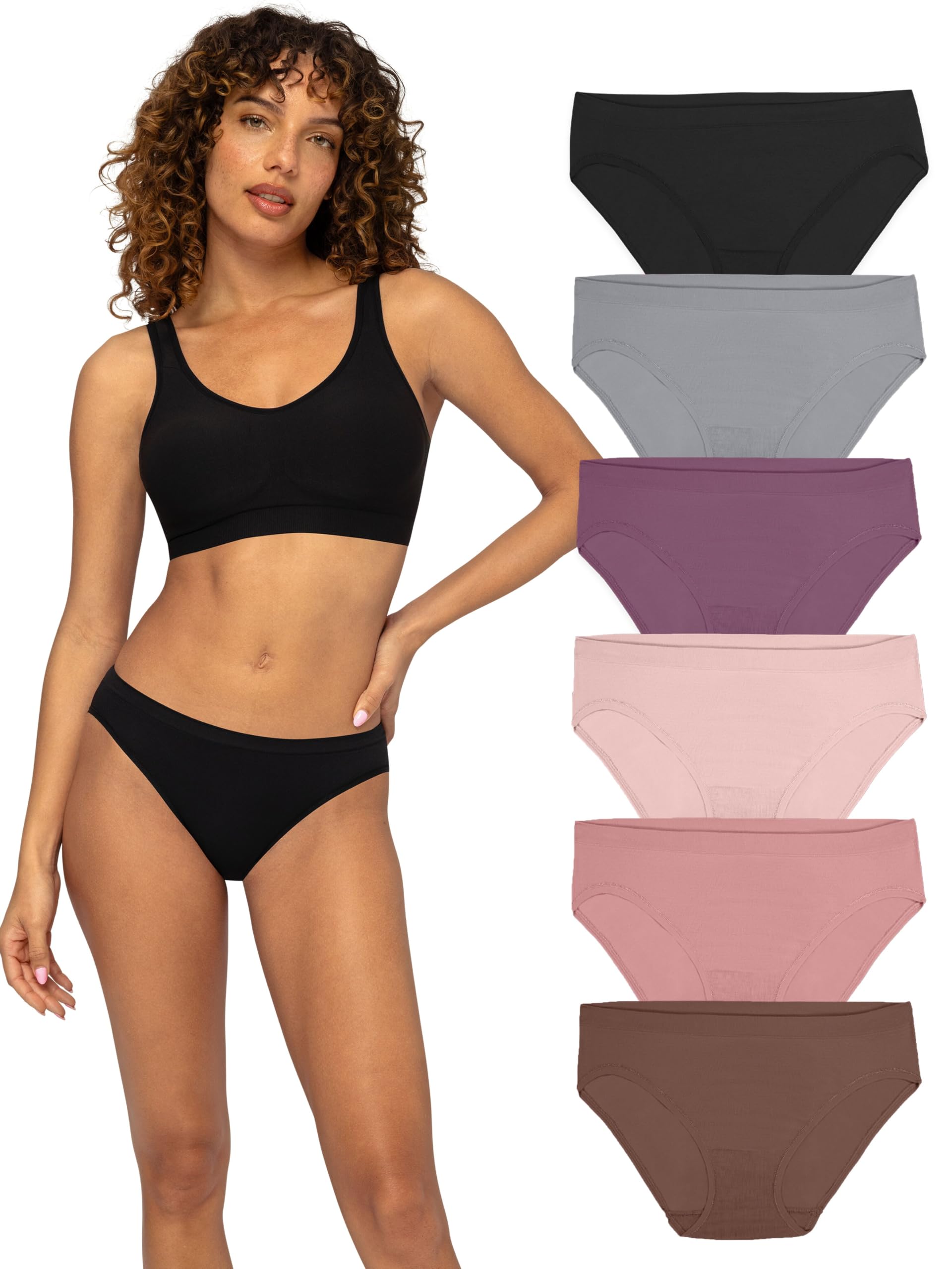 Fruit of The Loom Braguitas sin Costuras para Mujer, Bikini, Paquete de 6, Colores Surtidos, 7, Bikini, Paquete de 6, Colores Variados