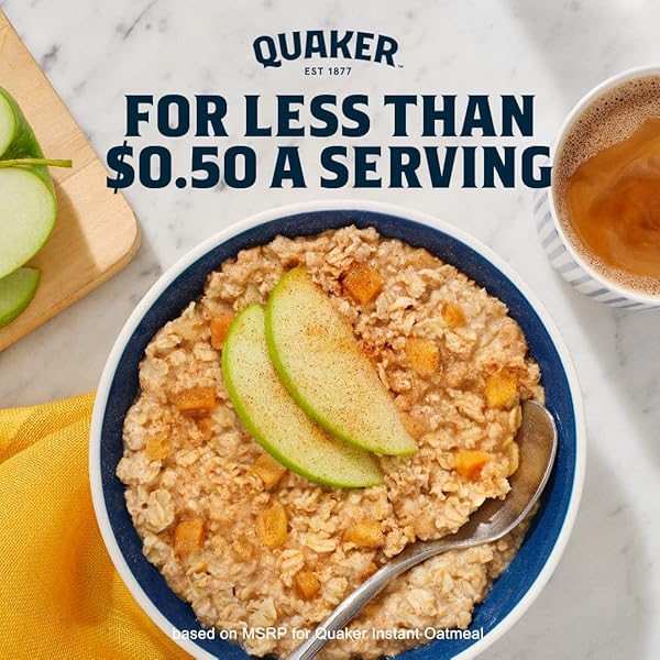 QUAKER INSTANT OATMEAL, MAPLE & BROWN SUGAR, INDIVIDUAL PACKETS, 1.51 OUNCE (PACK OF 48)