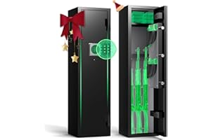 HEANVO 2-4 Gun Safe, Gun Safe for Rifles and Pistols, Shotgun Rifle Safe,No Assembly Gun Cabinet for Shotguns, Quick Access Rifle Safe, Gun Locker with Dual Alarm & Mute Mode Switching