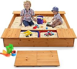HONEY JOY Kids Sandbox, 49”x47” Cedar Wooden