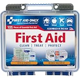 First Aid Only 91249 On-The-Go All-Purpose Emergency First Aid Kit for Car, Travel, Home and Business, 105 Pieces