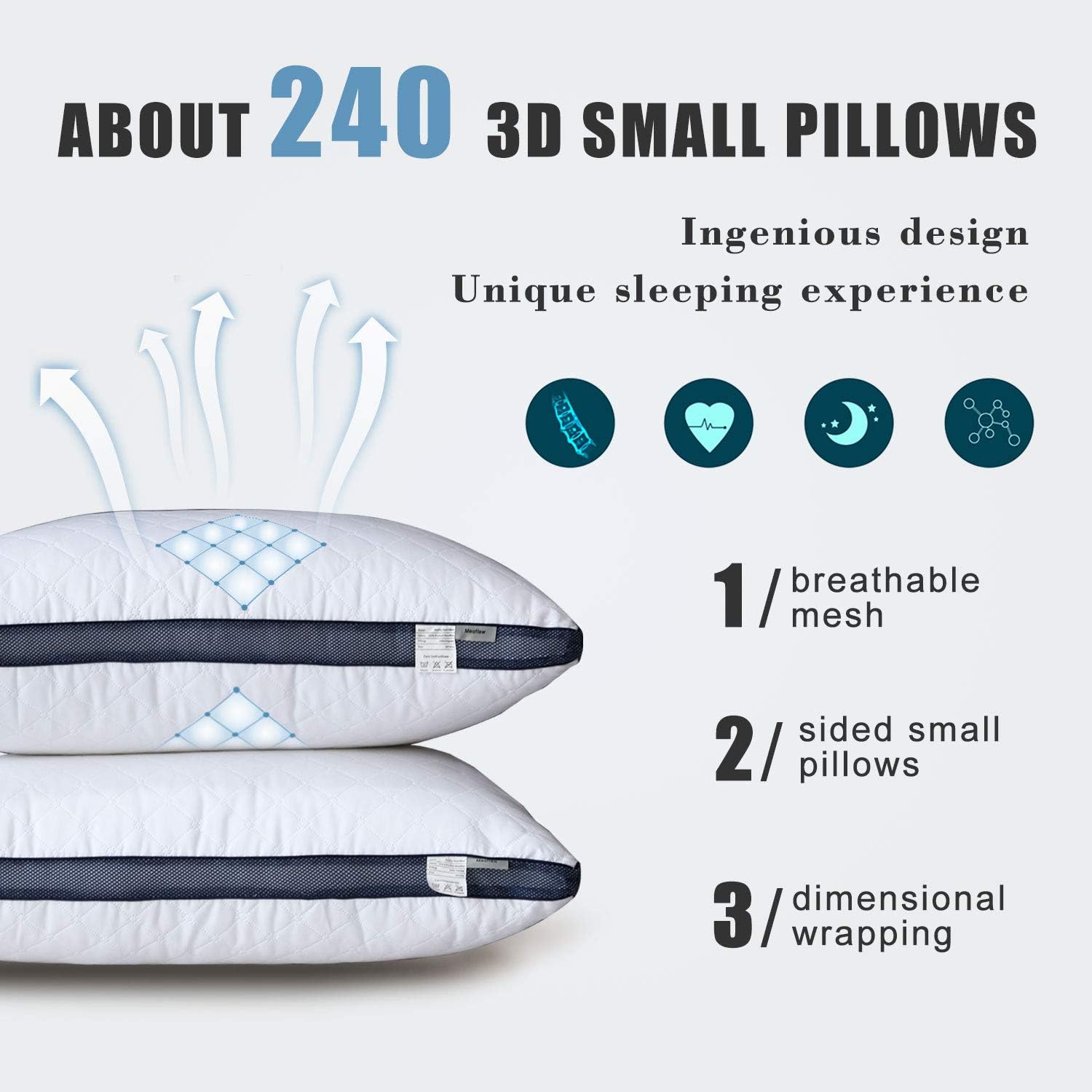 Pillows for Sleeping(2-Pack) , Luxury Hotel Gel Pillow ,Bed Pillows for Side and Back Sleeper (Queen): Kitchen & Dining