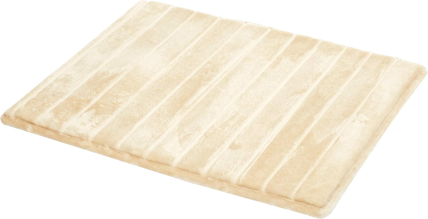 AmazonBasics Striped Memory Foam Bath Mat - Small, Beige