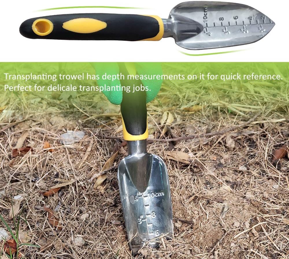 Diamerd Garden Tool Set, 7 Piece Gardening Kit Includes Hand Trowel, Garden Shovel and Cultivator Hand Rake with Soft Rubberized Non-Slip Handle Garden Tools Gifts for Men Women : Garden & Outdoor