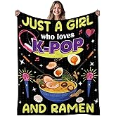 Kpop Blanket Gifts for Teens, Soft Flannel Ramen Blanket for Fans, Trendy Kpop Merch Gifts for Young Adults, Ideal Gifts for Teens and Young Adults,Gift for Chritsmas Thanksgiving 40x50in