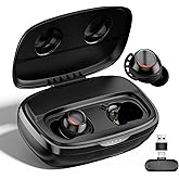 IAMJOY Gaming Earbuds, 20ms Ultra-Low Latency Wireless Earbuds, 90H Playtime, 2.4GHz Dongle & Bluetooth, Noise-Canceling Mic,