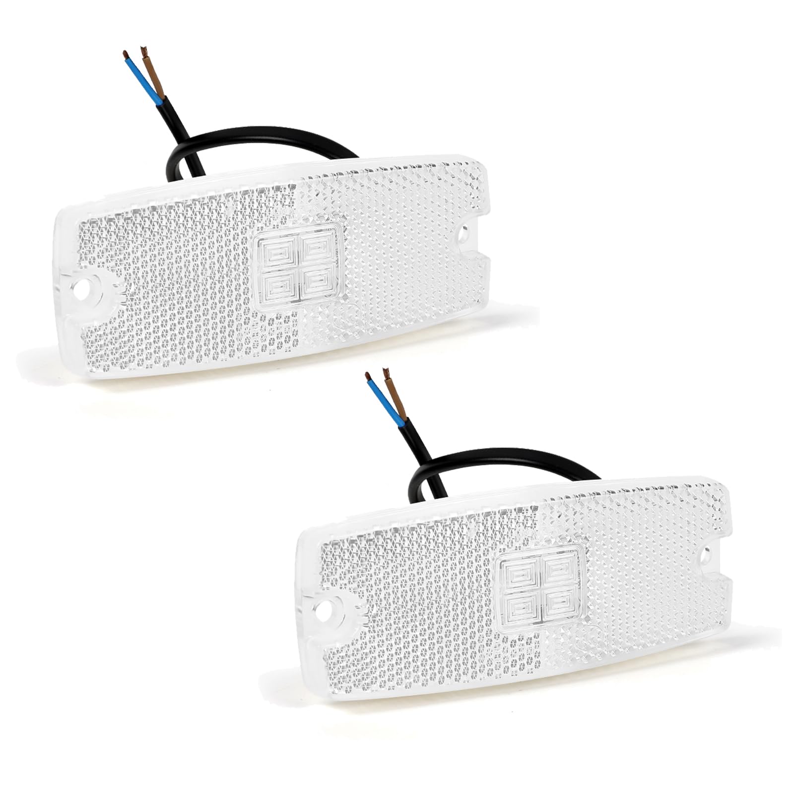 AOHEWEI 2 x White Trailer Side Marker Lights LED Truck Front Position Side Indicator Lamps with Reflector for Trailer Van Caravan Truck Lorry 10~30V ECE-approved