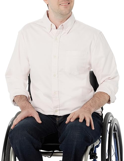 Amazon Essentials Men's Long Sleeve Shirt - Regular-Fit, Pocket Stretch Oxford (Available in Big & Tall), Pale Pink, 4X-Large