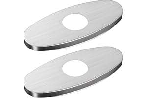 MAYYAYA 2 pc Faucet Plate, Faucet Hole Cover, Deck Plate Escutcheon for Kitchen Faucet- Sink Hole Cover, Plumbing Cover Plates, 5.5" Deck Plate for Pull Down Faucet: Stainless Steel (Nickel)