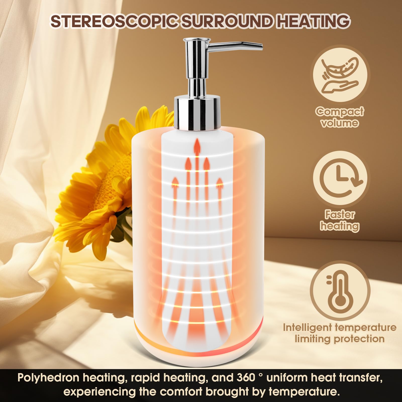 Oil Warmer for Massage, Massage Oil Warmer, Body Oils Heater for Spa, Salon and Barber Shops, with Two Oil Bottle Dispenser, Constant Temperature (White)
