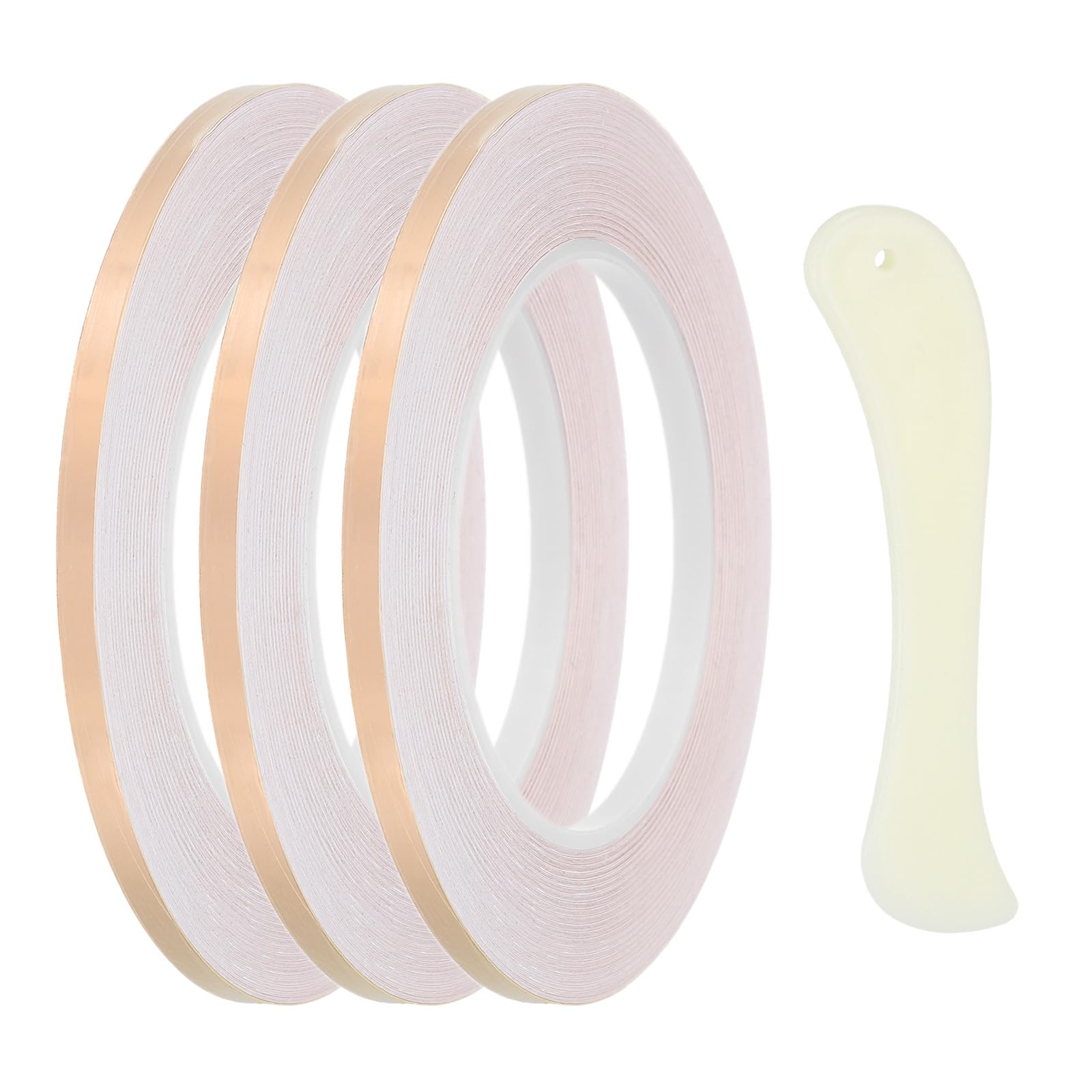 PATIKIL 36 Yard 2/9 Inch Copper Foil Tape, 3 Roll Copper Tape with Single-Sided Conductive Stained Glass Foil Tool with Scraper for Stained Tools DIY Crafting
