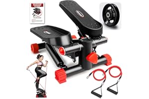 PALECLOUDS Steppers for Exercise at Home, Stair Stepper with Resistance Bands & Real-time LCD Monitor, Adjustable Height Hydraulic Mini Stepper with 330LBS Weight Capacity for Full Body Workout