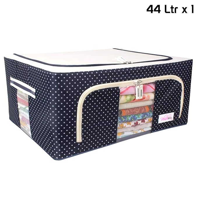 BlushBees Living Box - Storage Boxes for Clothes, Saree Cover Bags - 44 Litre, Pack of 1, Polka Dot