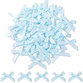 Choicbaby 50 PCS Blue Mini Satin Ribbon Bows 1.8 * 1.4" Small Blue Wrap Bows Decoration for DIY Craft Cheer Pins Box Card Birthday Party Wedding