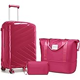 TRIPLAYER Carry On Luggage 22x14x9 Airline Approved, 20 Inch Expandable Hardshell Luggage Carry-on Suitcases with Spinner Wheels, Carry On Suitcase Set for Women (ROSE RED)