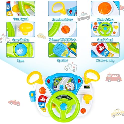 AMOSTING Steering Wheel Toys for Toddler Boys Girls, Interactive