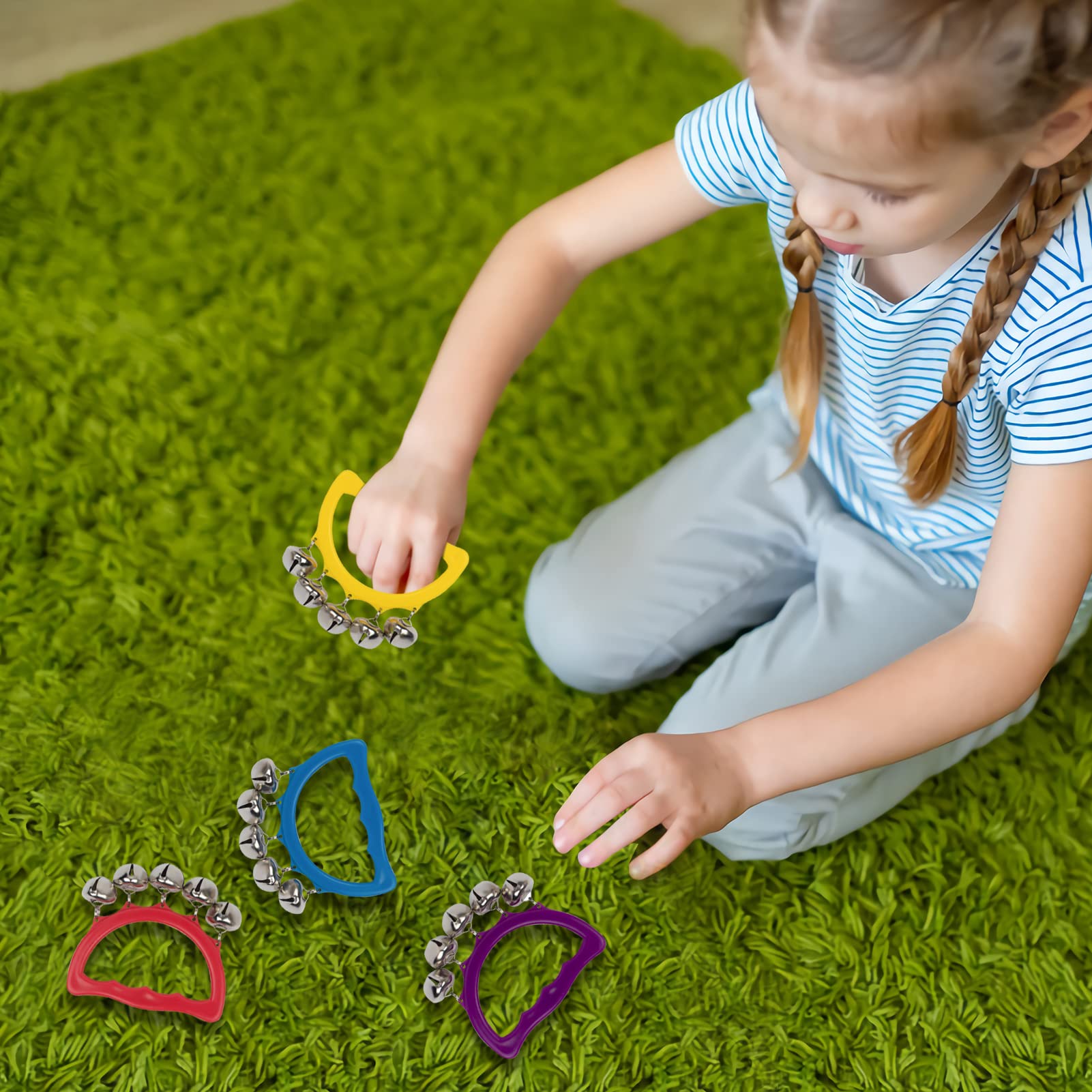 MUSCELL Jingle Bells, 24 Pcs Christmas Hand Bells Jingle Bells, Brightly Colored Musical Instruments Jingle Bells Gift for Children Party, Classroom and Show, for 3+Years Old