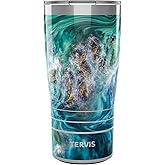 Tervis Traveler Teal Splash Triple Insulated Tumbler Travel Cup Keeps Drinks Cold & Hot, 20oz, Stainless Steel