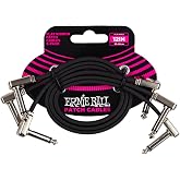 Ernie Ball Flat Ribbon Patch Cable 3-Pack, 12in, Black (P06222)